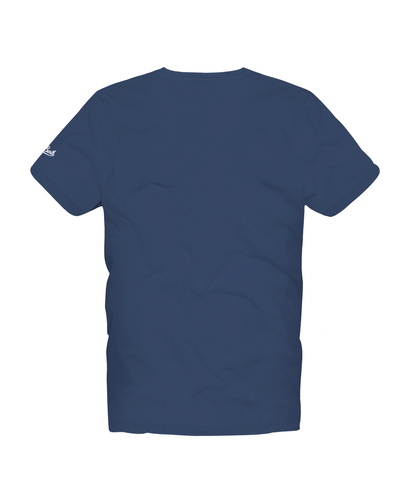 MC2 Saint Barth Man Cotton T-shirt With Gin Tonic Print - BLUE