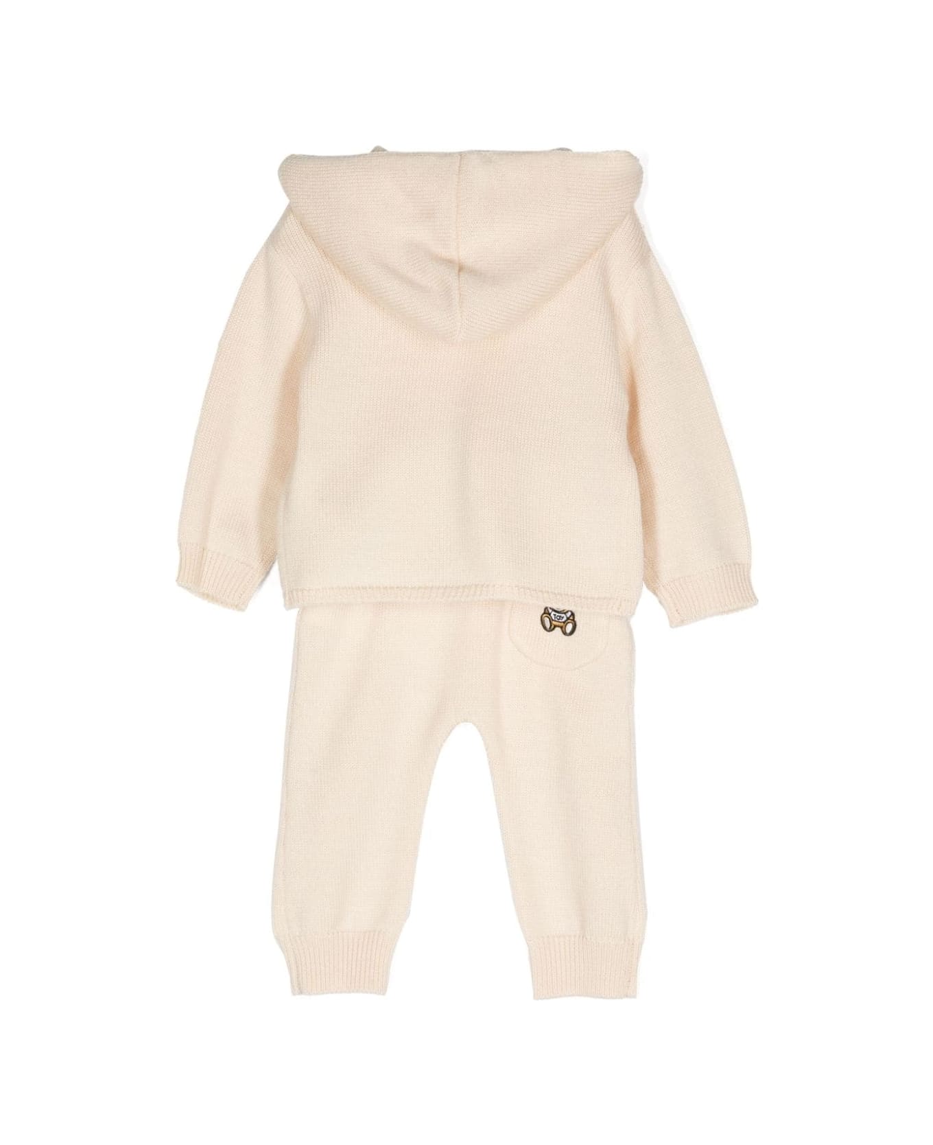 Moschino Beige Knitted Set With Teddy Bear Patch - Brown