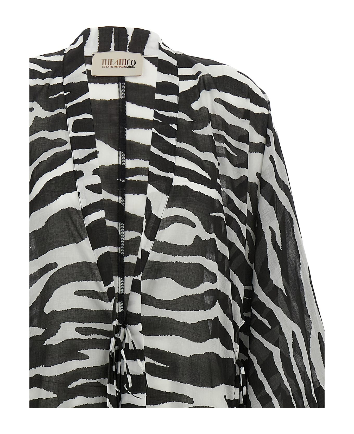 The Attico Animalier Caftan - White/Black