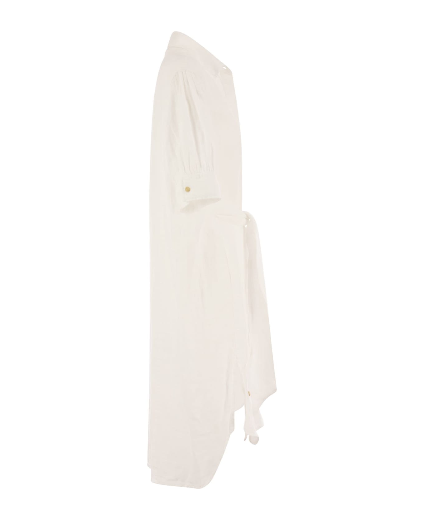 Fay Linen Chemisier Dress - White ワンピース＆ドレス