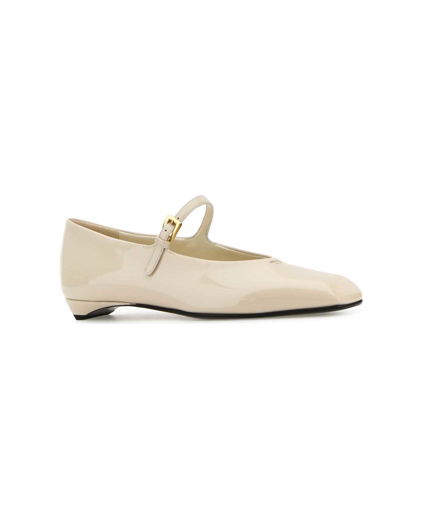 Prada Ivory Leather Ballerinas - AVORIO