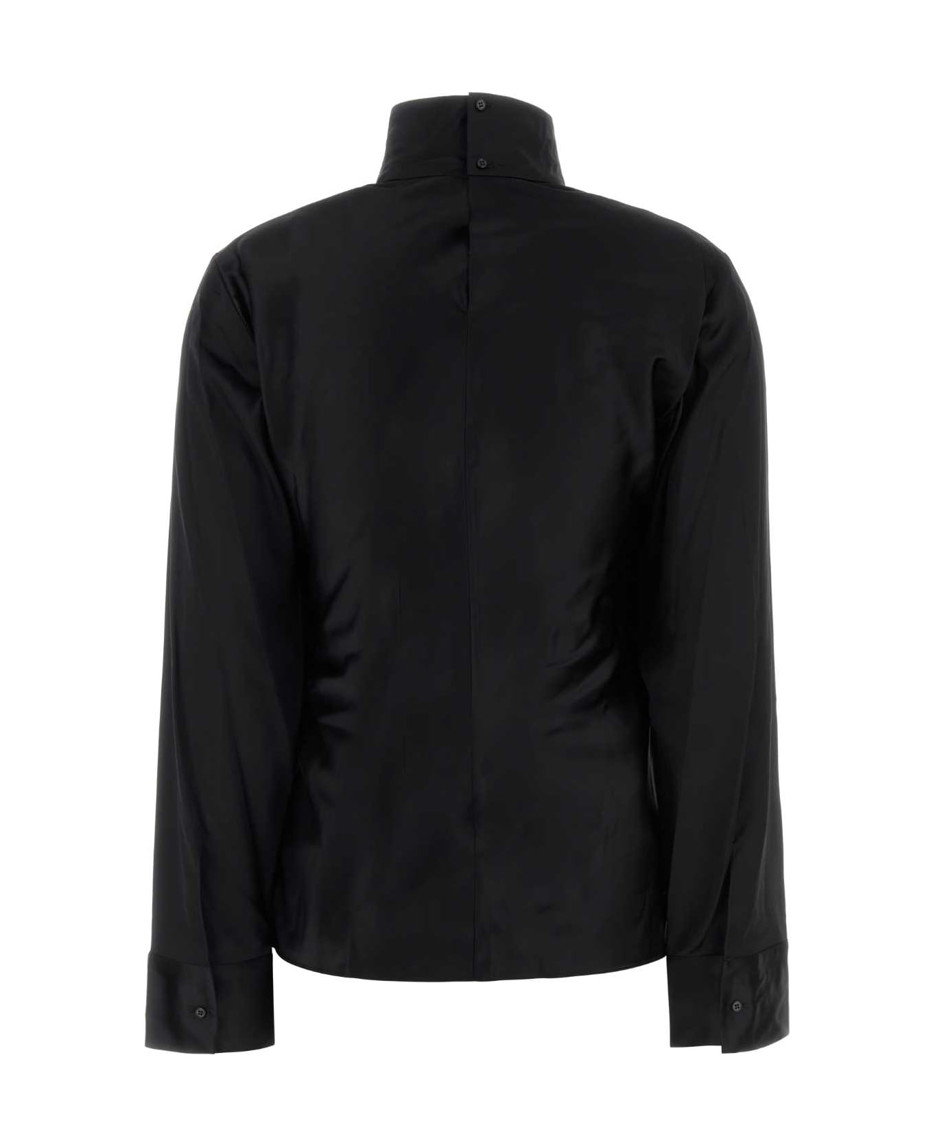 Courrèges Black Stretch Satin Top - Black