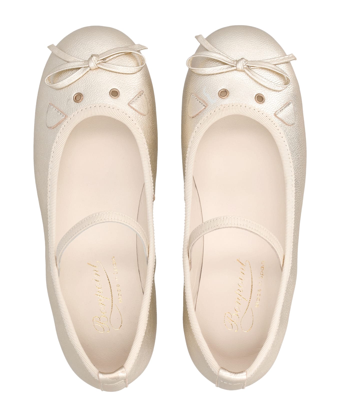 Bonpoint Joie Gold Leather Cat Ballerinas Bonpoint For Girl - GOLD