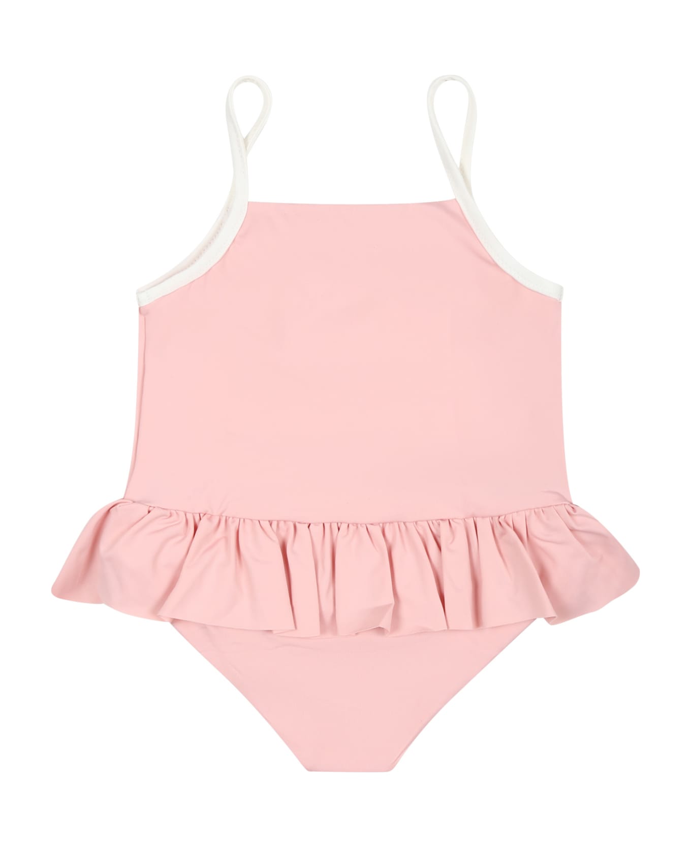 Moncler Pink One-piece Swimsuit For Baby Girl With Logo - Pink 水着