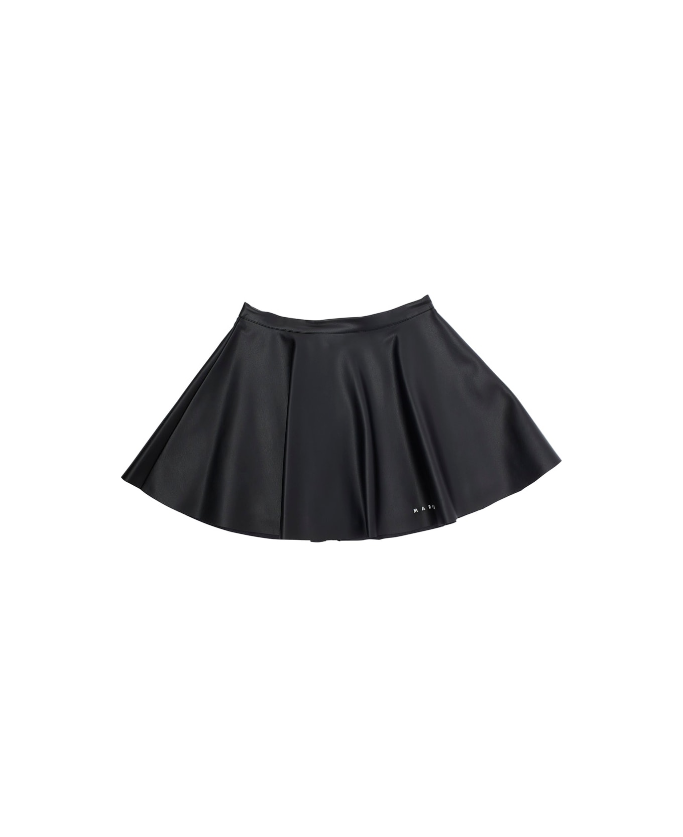 Marni Black Skirt With Pleated Details In Eco Leather Girl - Black