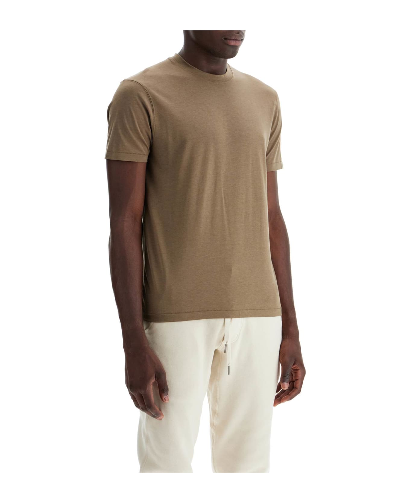 Tom Ford Cottono And Lyocell T-shirt - FERN GREEN (Khaki)