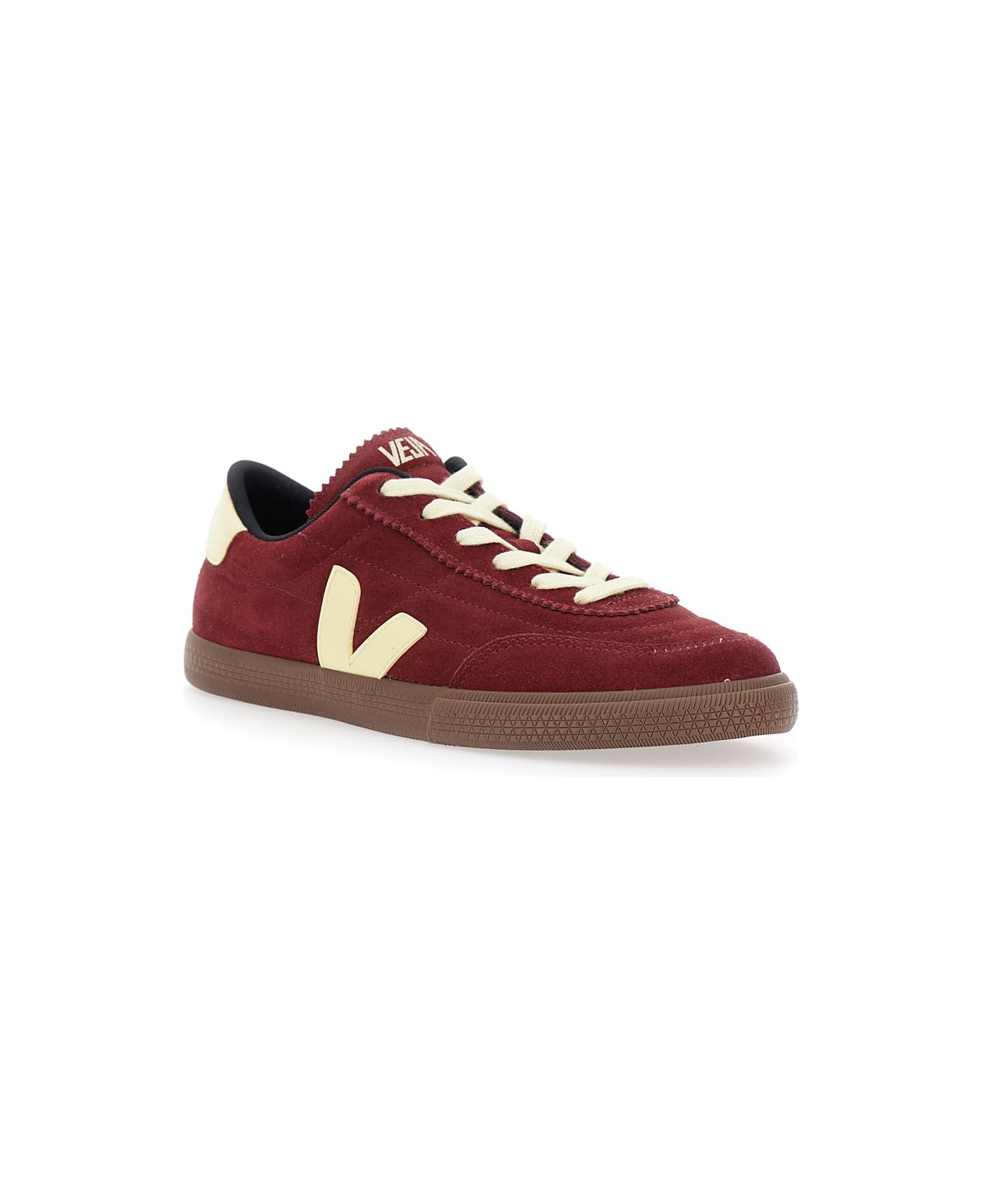 Veja 'panenka' Bordeaux Low Top Sneakers With Logo Patch On The Side And Contrasting Heel With Logo Lettering In Leather Unisex - Bordeaux