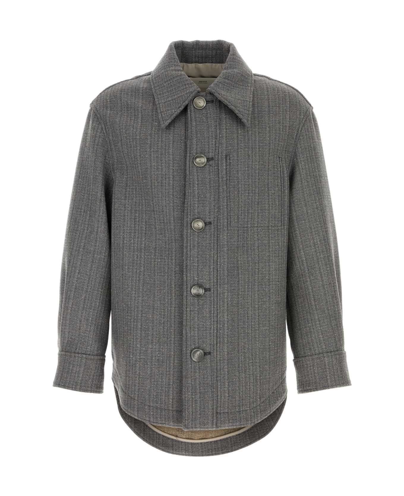 Ami Alexandre Mattiussi Grey Wool Blend Overcoat - GRISIVOIRE