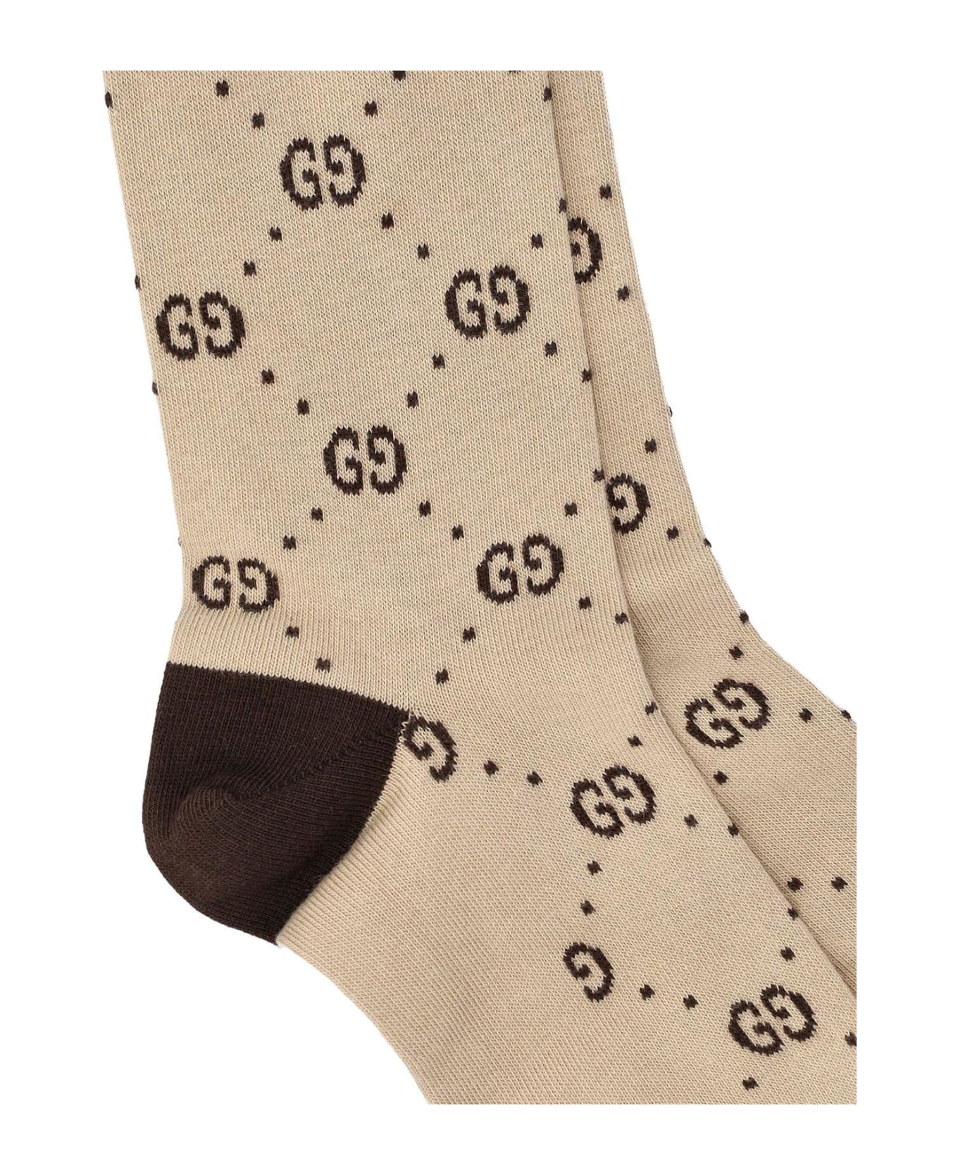 Gucci Logo Intarsia Socks - BEIGE