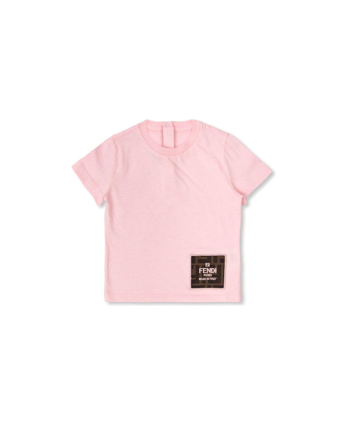 Fendi Logo Patch Crewneck T-shirt - Rosa