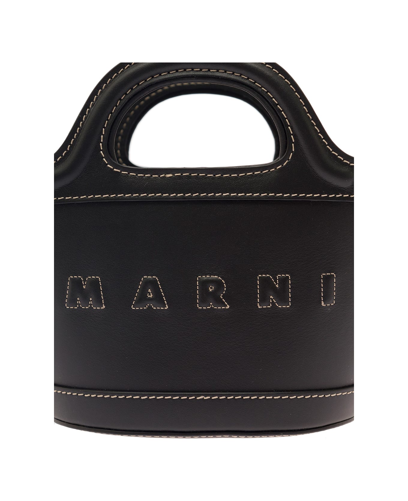 Marni Black 'tropicalia' Hand Bag With Logo And Embossed Details In Leather Woman - Black