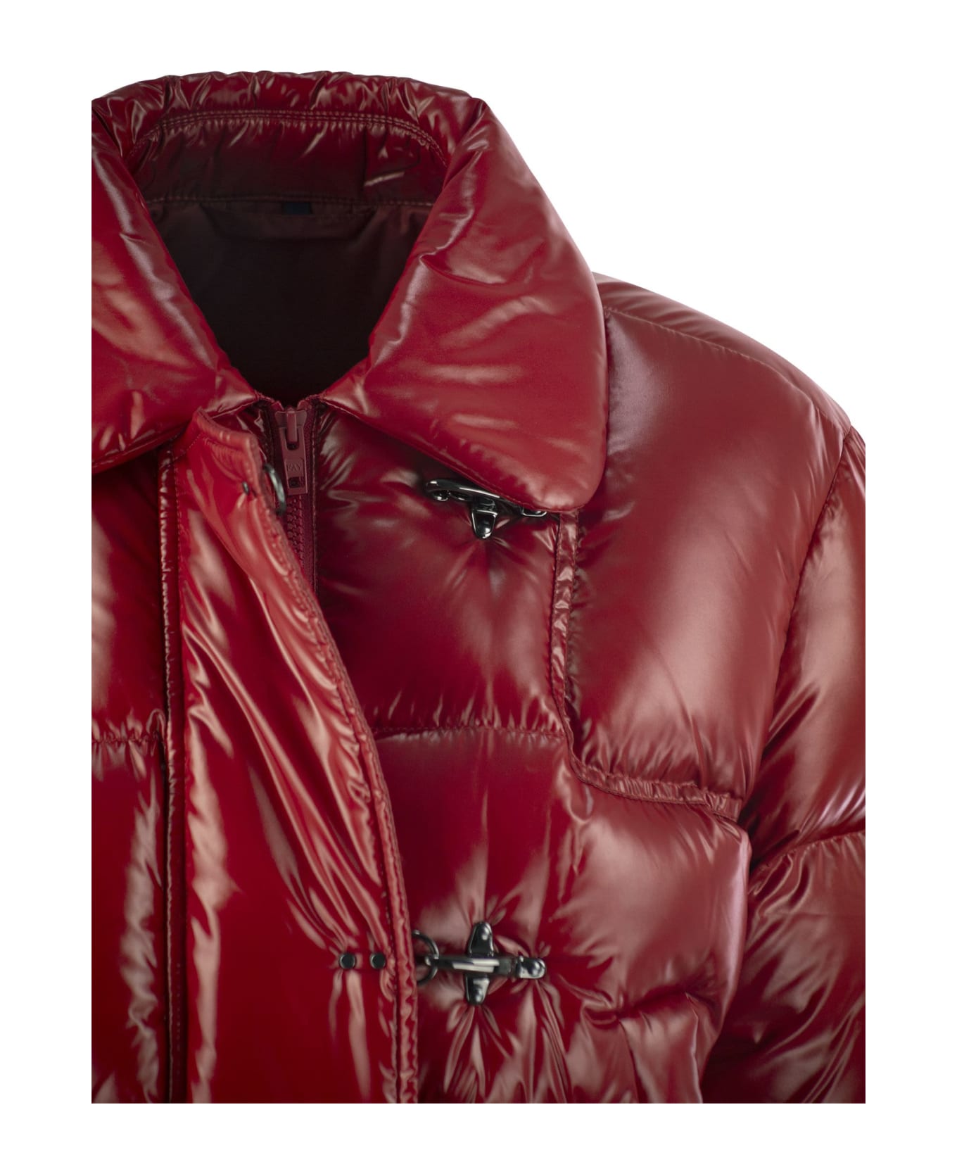 Fay 3 Hooks Cropped Down Jacket - Red