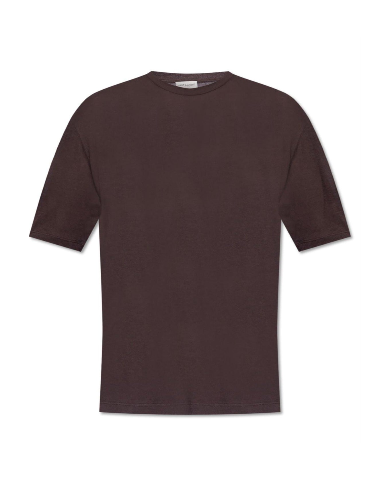 Saint Laurent Crewneck Short-sleeved T-shirt - Marrone