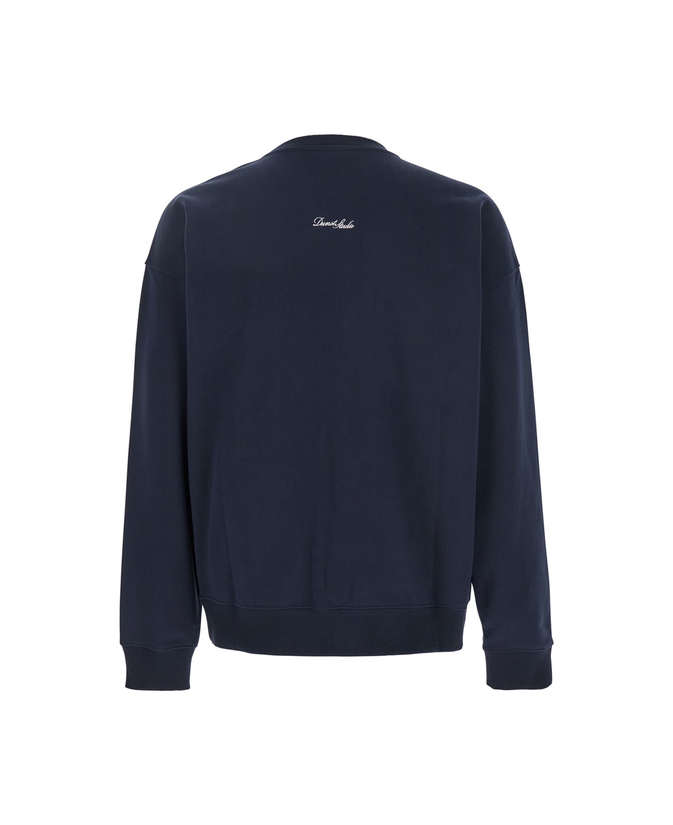 Dunst Blue Crewneck Sweatshirt With Embroidery On The Front And Back In Cotton Man - Blu