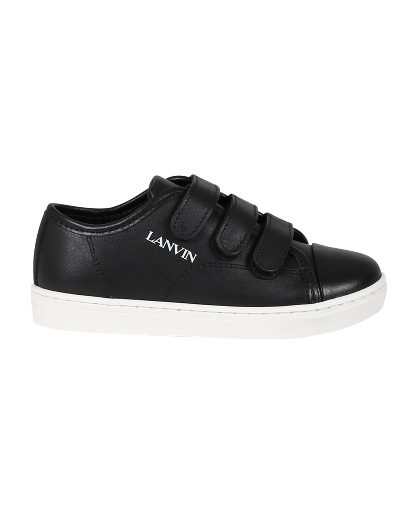 Lanvin Black Sneakers For Kids With Logo - Black