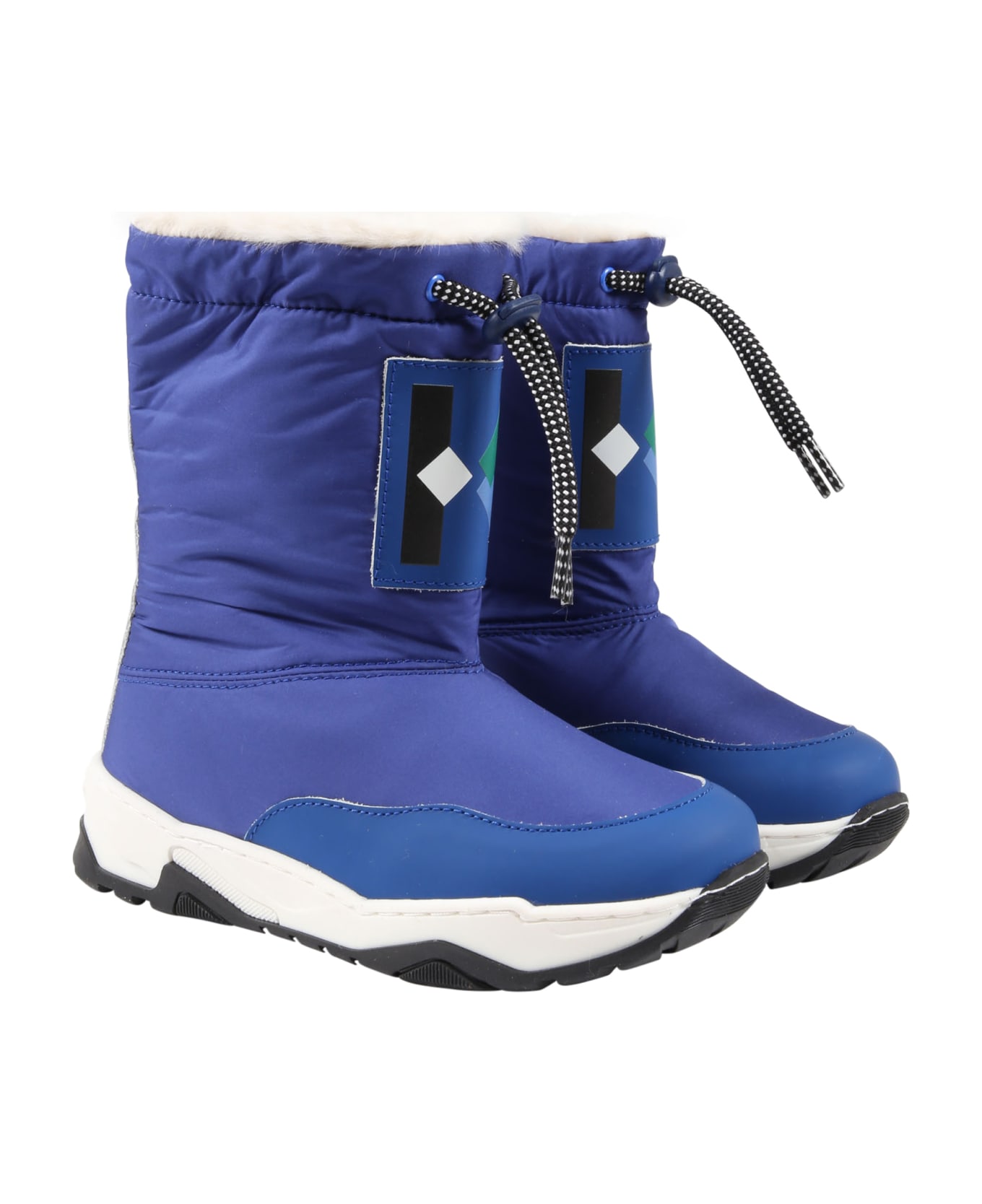 Kenzo Kids Blue Boots For Boy With Logo - Blue シューズ