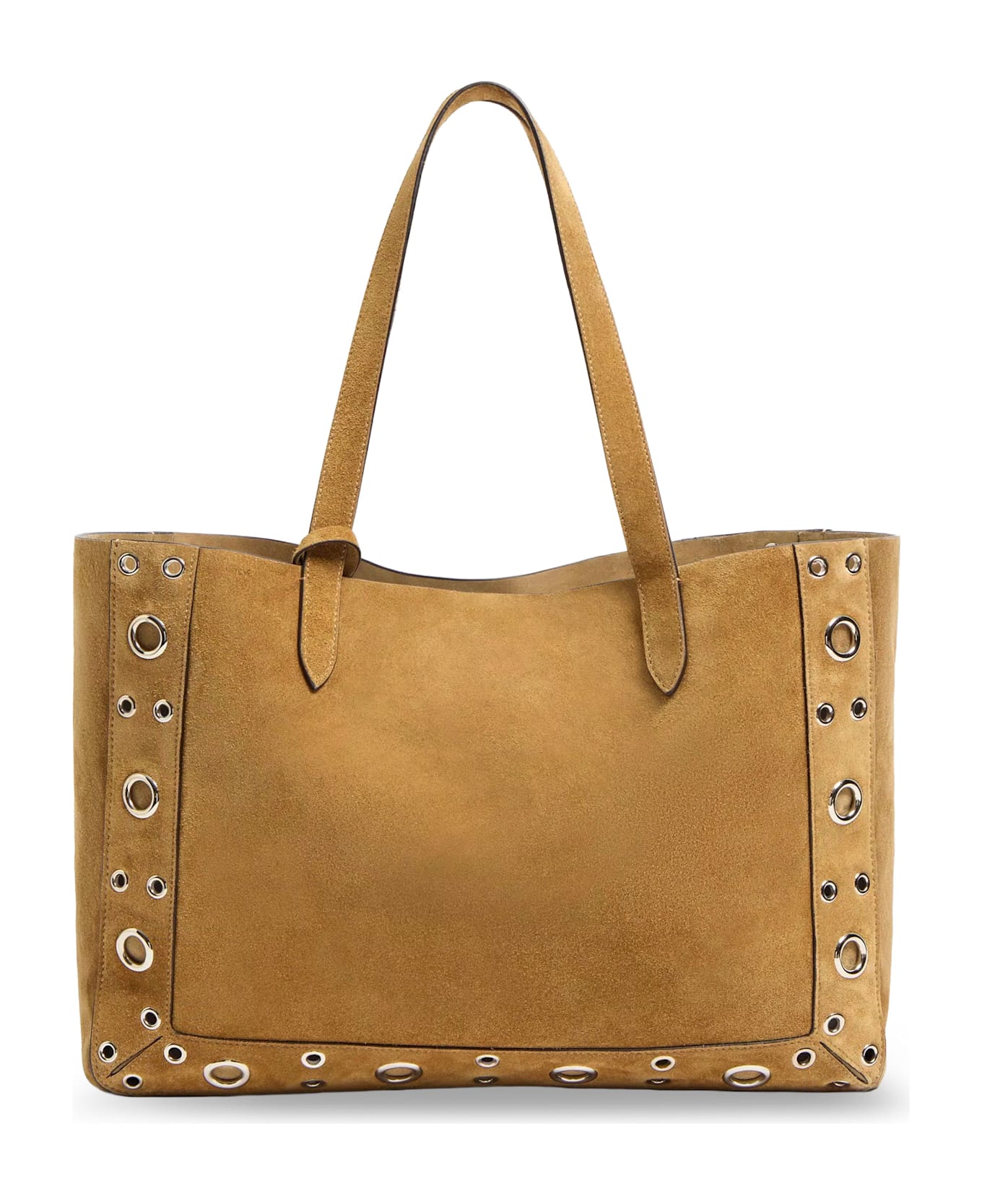 Valentino Garavani Suede Shopping Bag With Metal Logo - HAVANA BEIGE