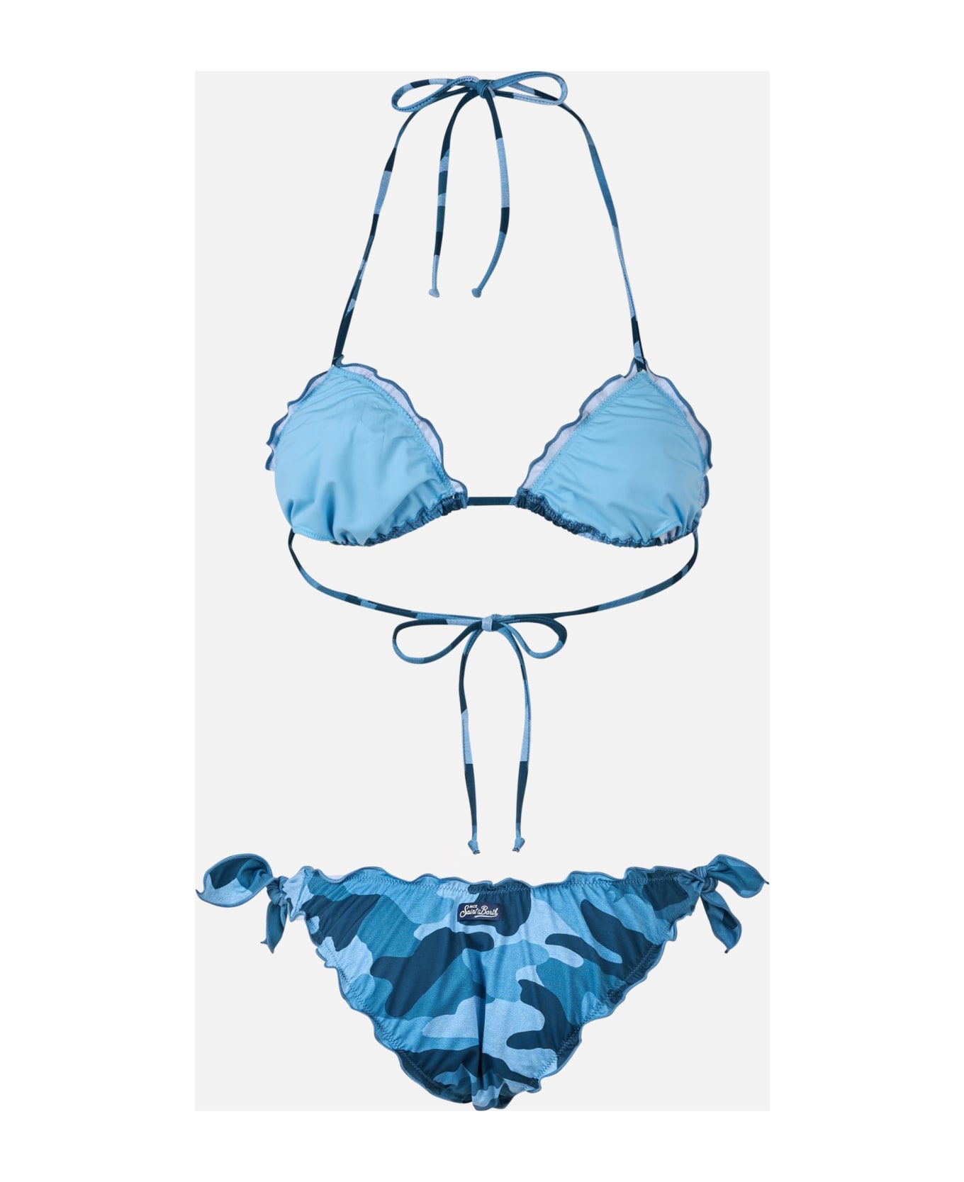 MC2 Saint Barth Woman Denim Camouflage Triangle Classic Bikini Sarius - SKY