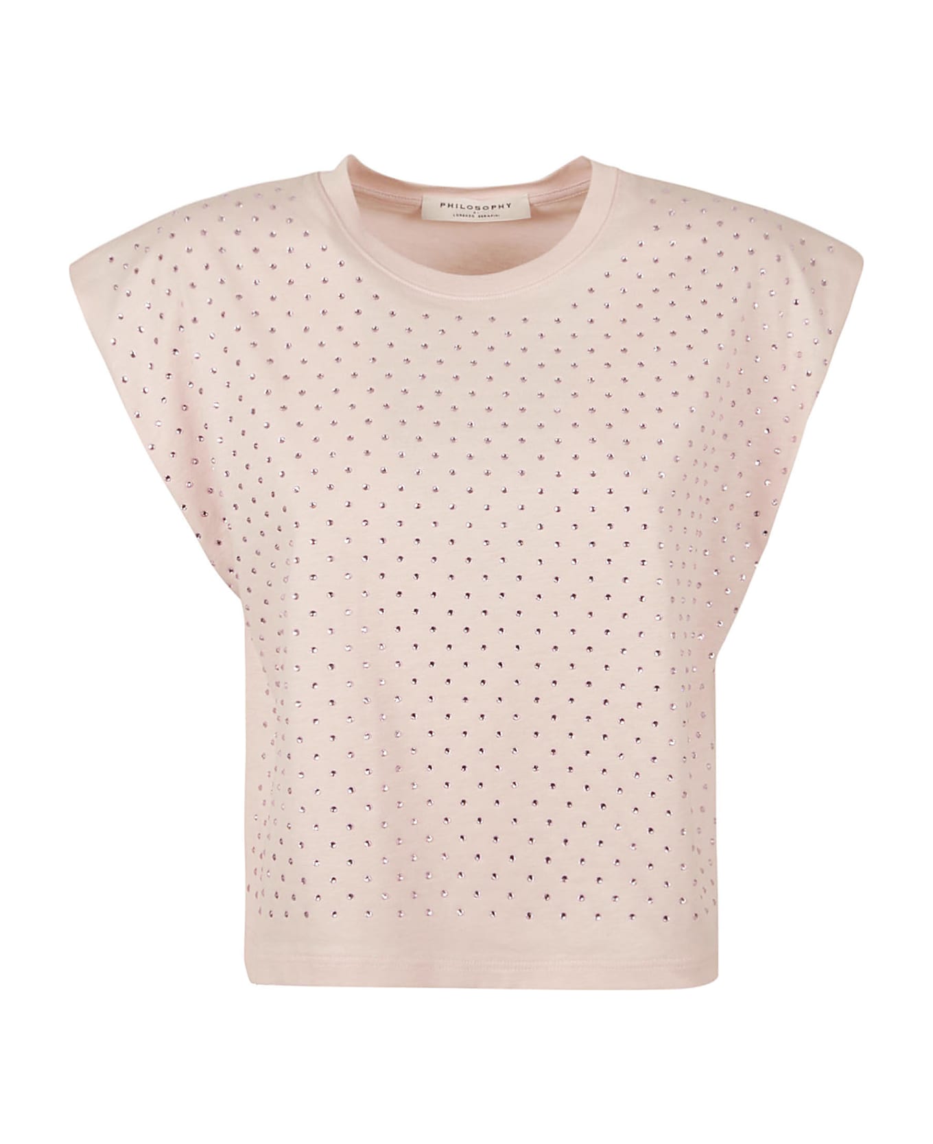 Philosophy di Lorenzo Serafini Rhinestone Embellished Sleeveless T-shirt - Fantasy Pink Tシャツ