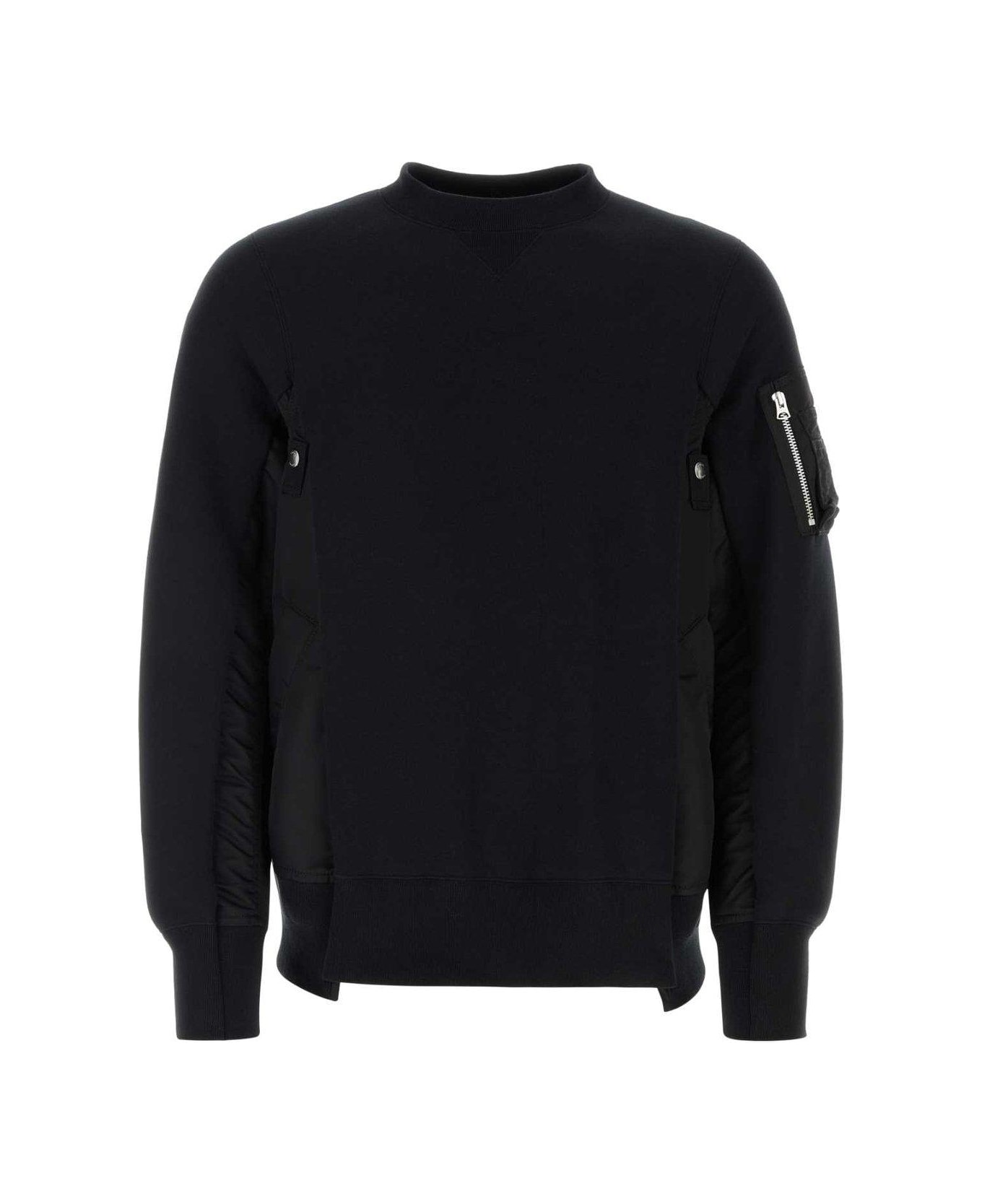 Sacai Panelled-design Crewneck Sweatshirt - BLACK ニットウェア