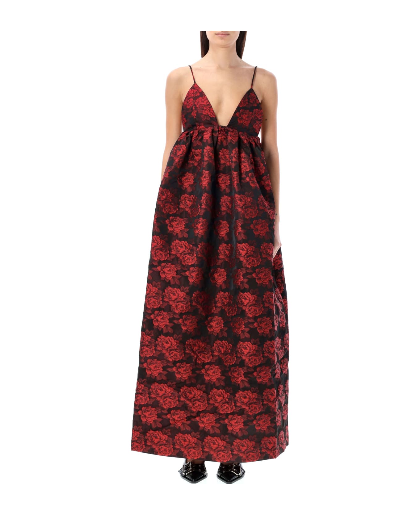 Ganni Botanical Jaquard Maxi Dress - RED