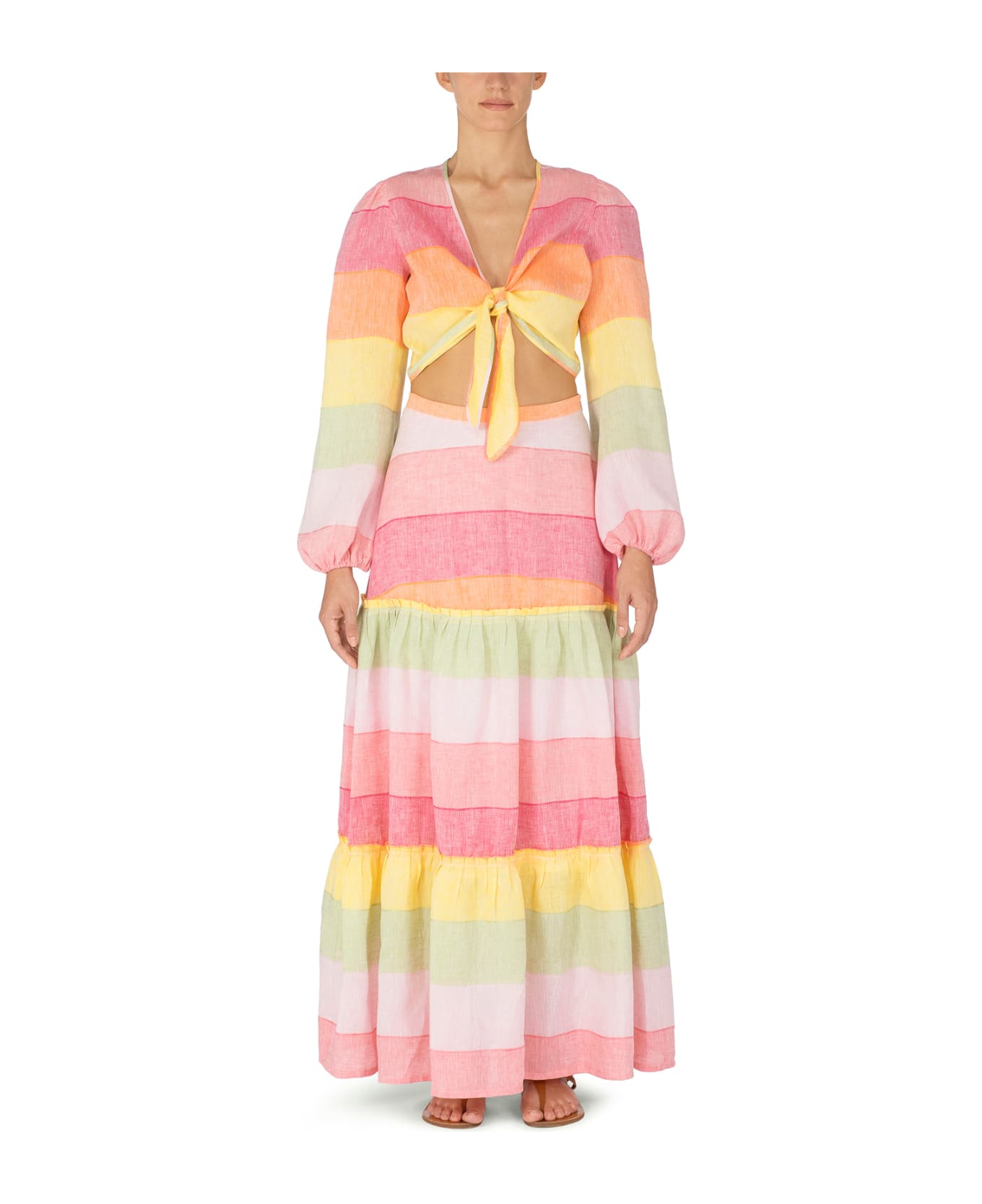 Amotea Charlotte Skirt In Rainbow Linen - Rainbow スカート