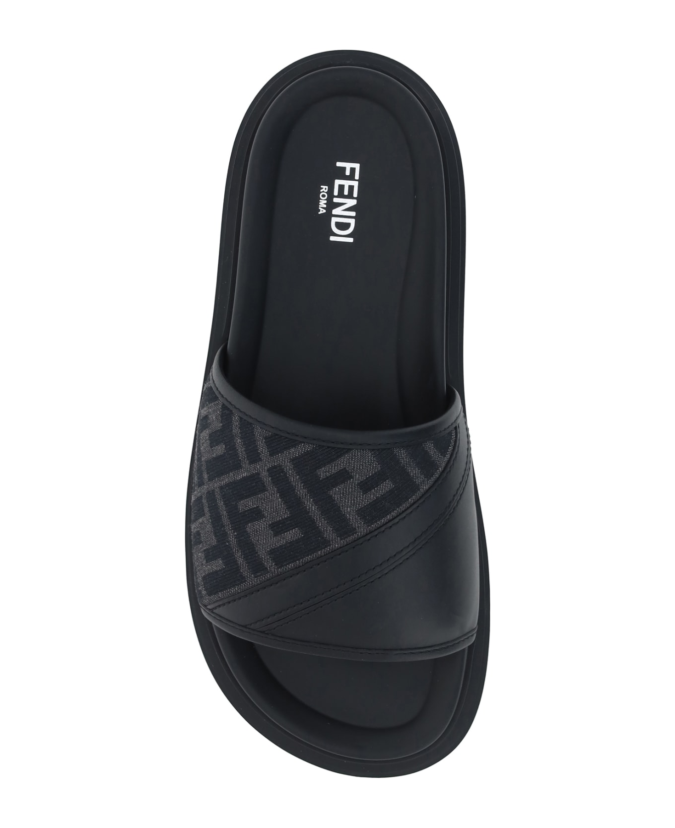 Fendi Slide Sandals - Nero+ner+grigio Nero