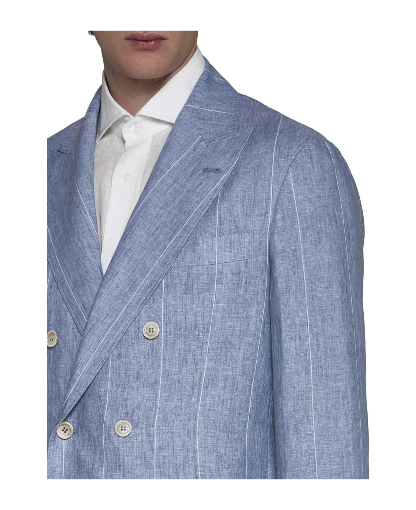 Brunello Cucinelli Double-breasted Striped Tailored Suit - Celeste スーツ