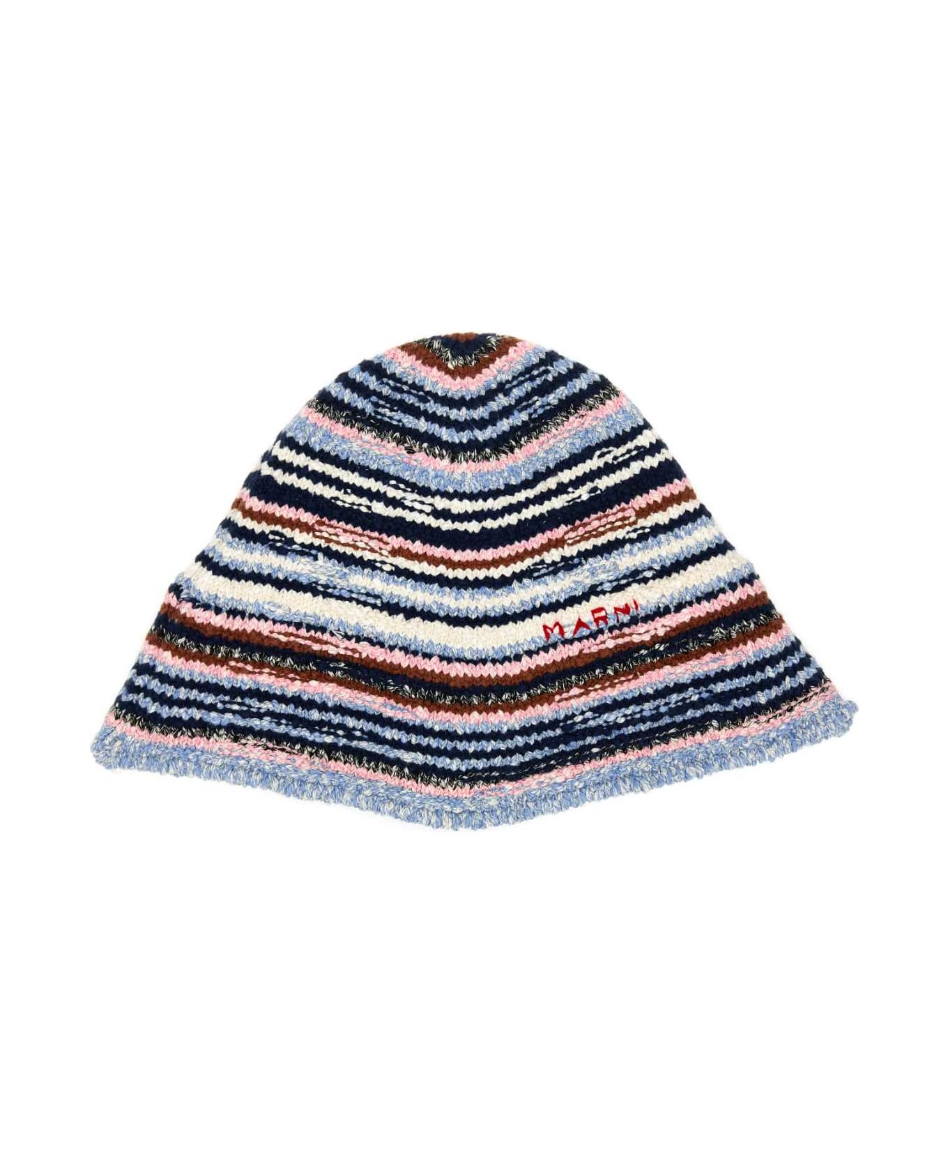 Marni Embroidered Cotton Bucket Hat - OPAL