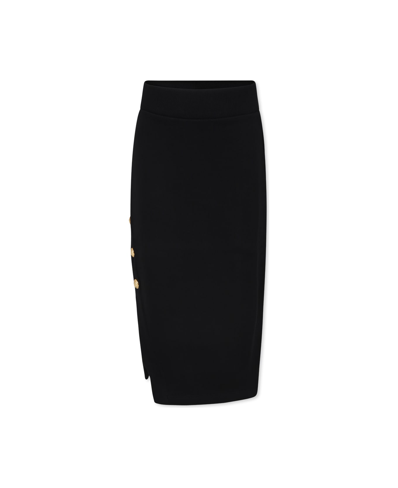 Balmain Black Skirt For Girl With Logo - Black