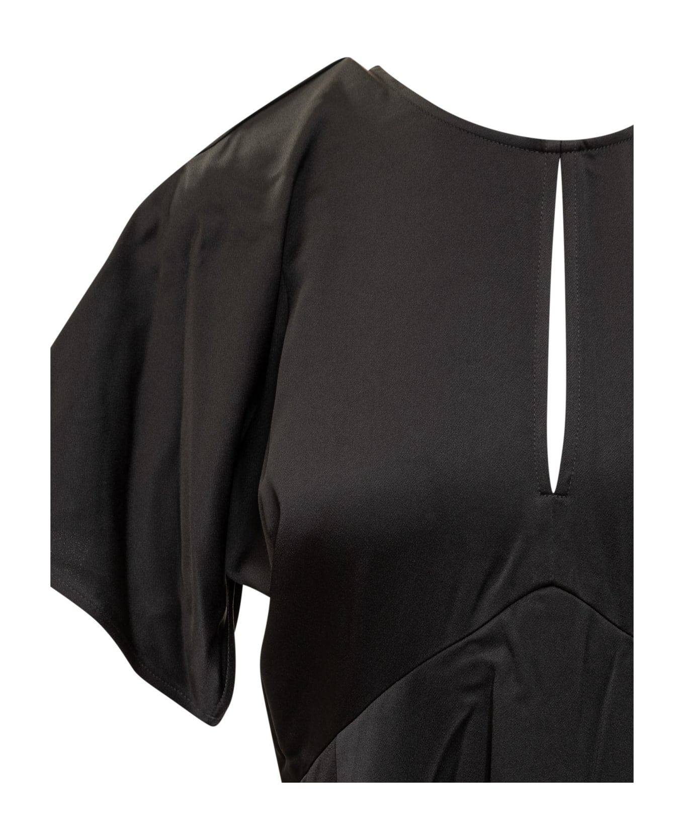 MICHAEL Michael Kors Flutter Short Sleeve Midi Dress - BLACK
