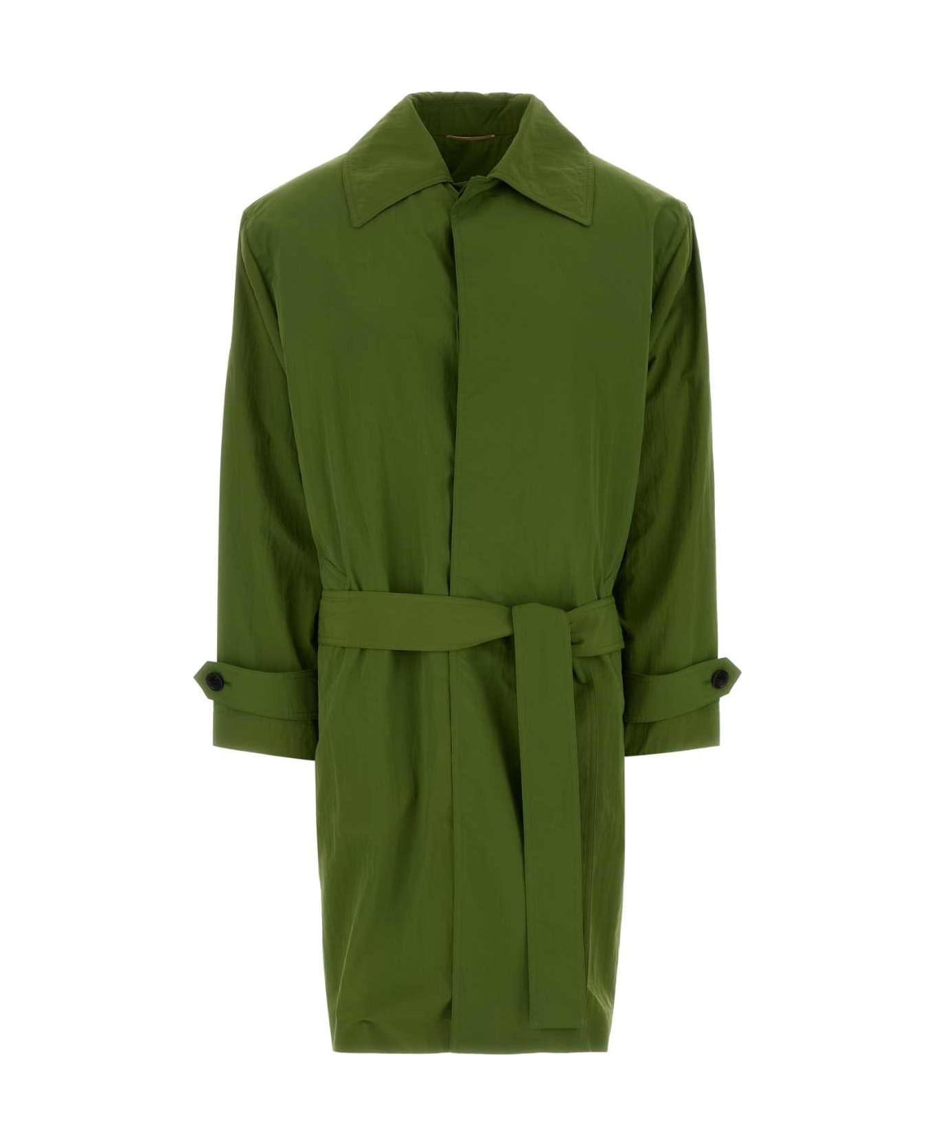 Saint Laurent Green Nylon Trench Coat - VERTPRAIRIE