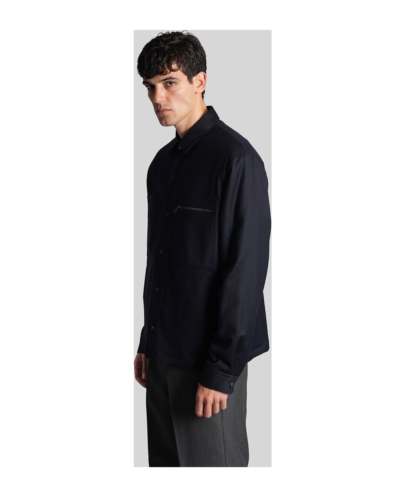 Zegna Casual Jacket In Blue Wool - blue
