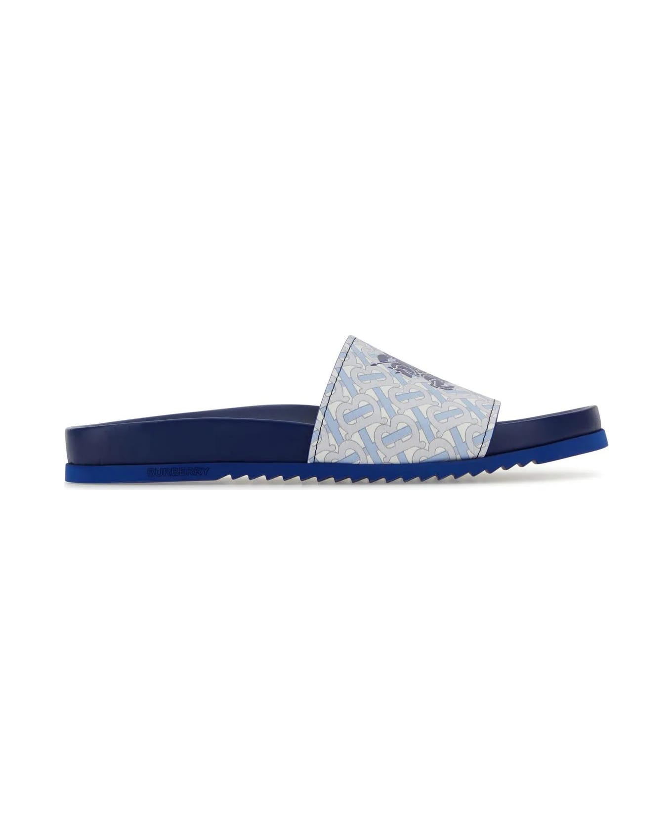 Burberry Printed Leather Slippers - Blue