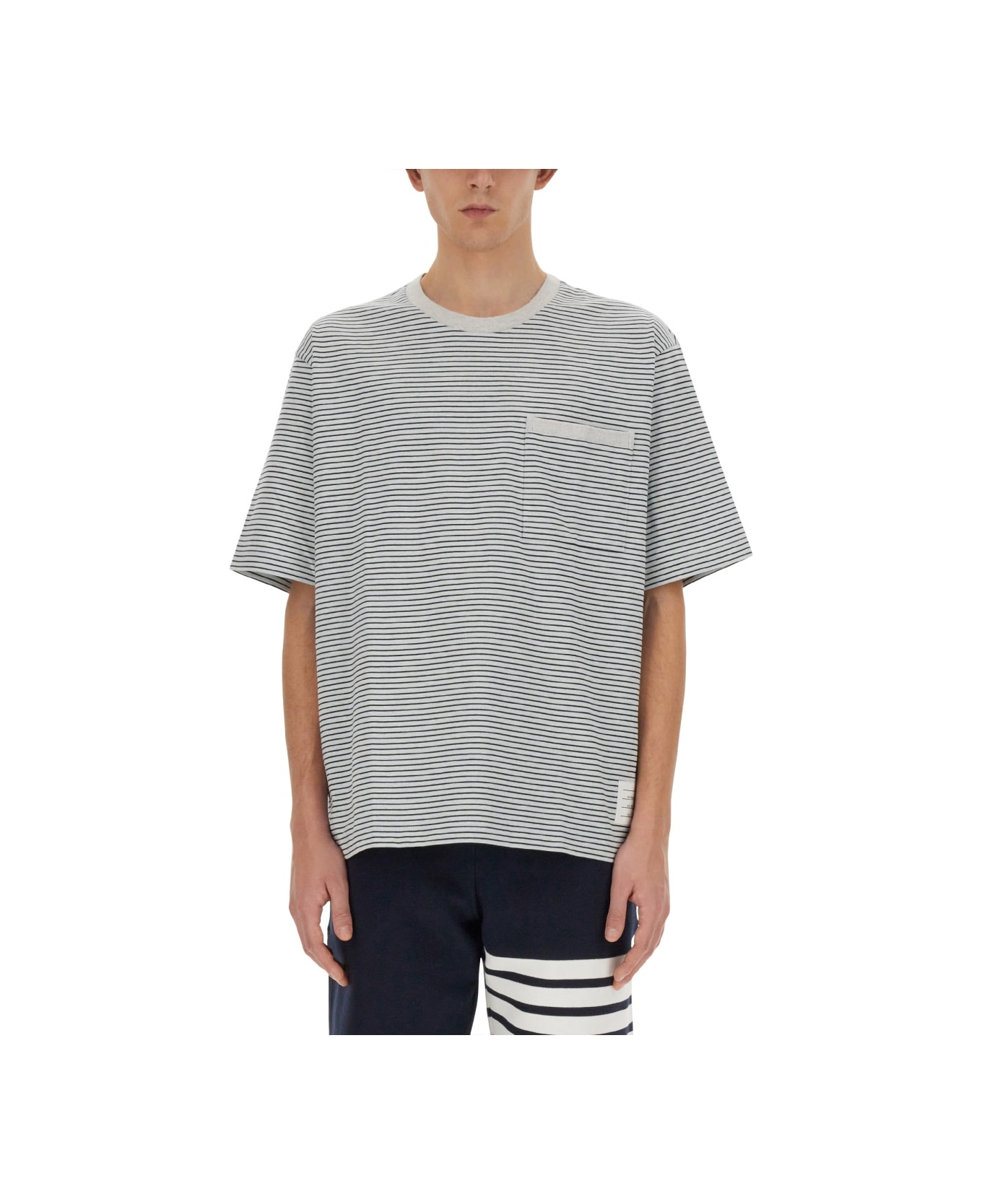 Thom Browne T-shirt With Pocket - AZURE