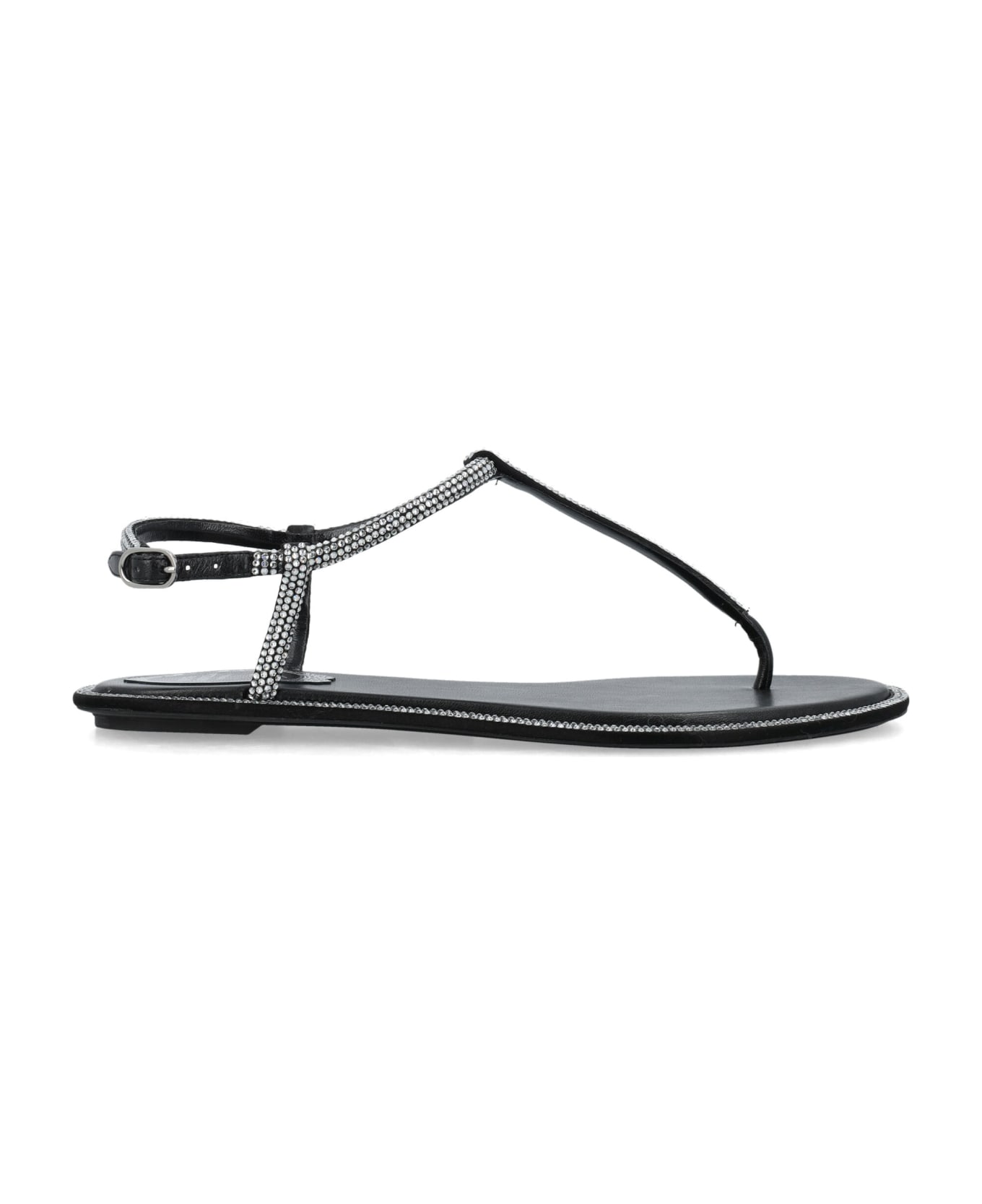 René Caovilla Flat Jewel Sandals - BLACK CRYSTAL