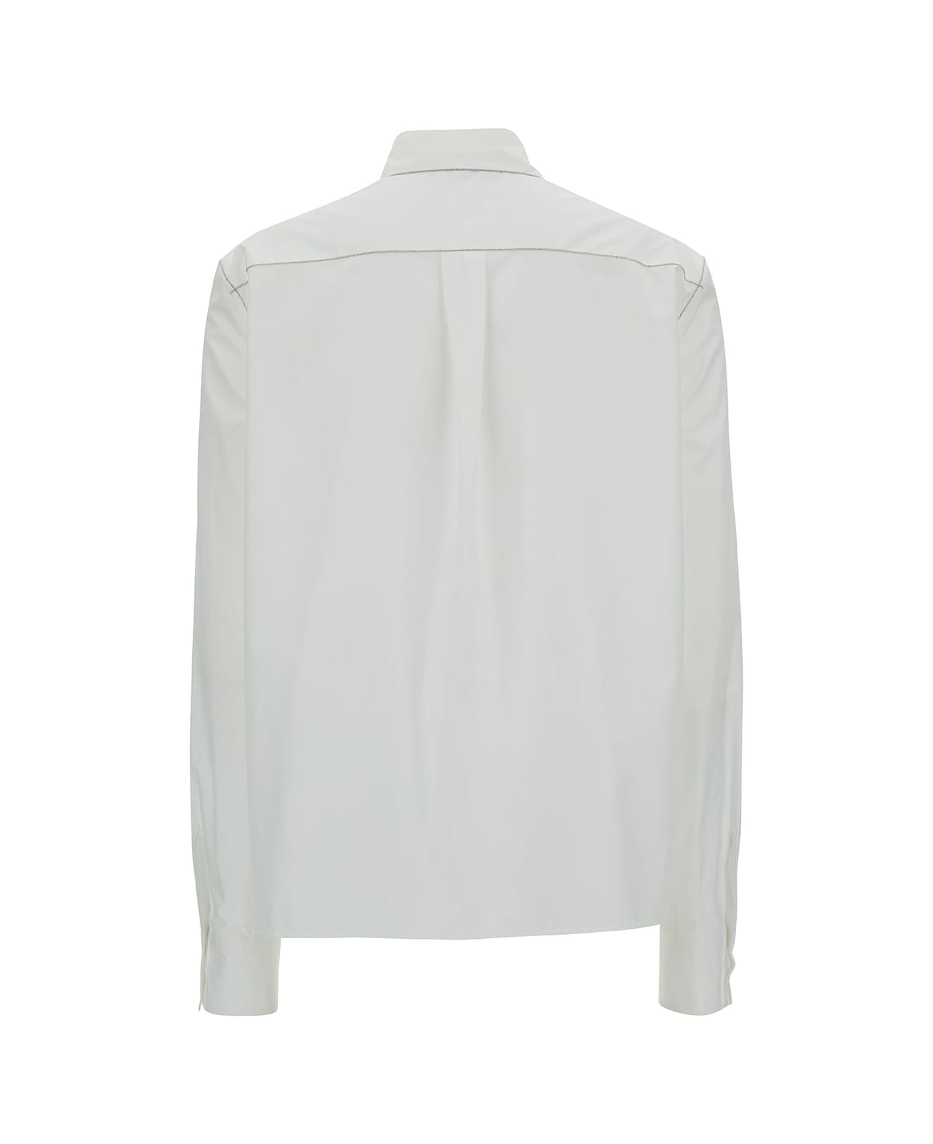Fabiana Filippi White Shirt With Diamond Thread Embroidery In Cotton Woman - White