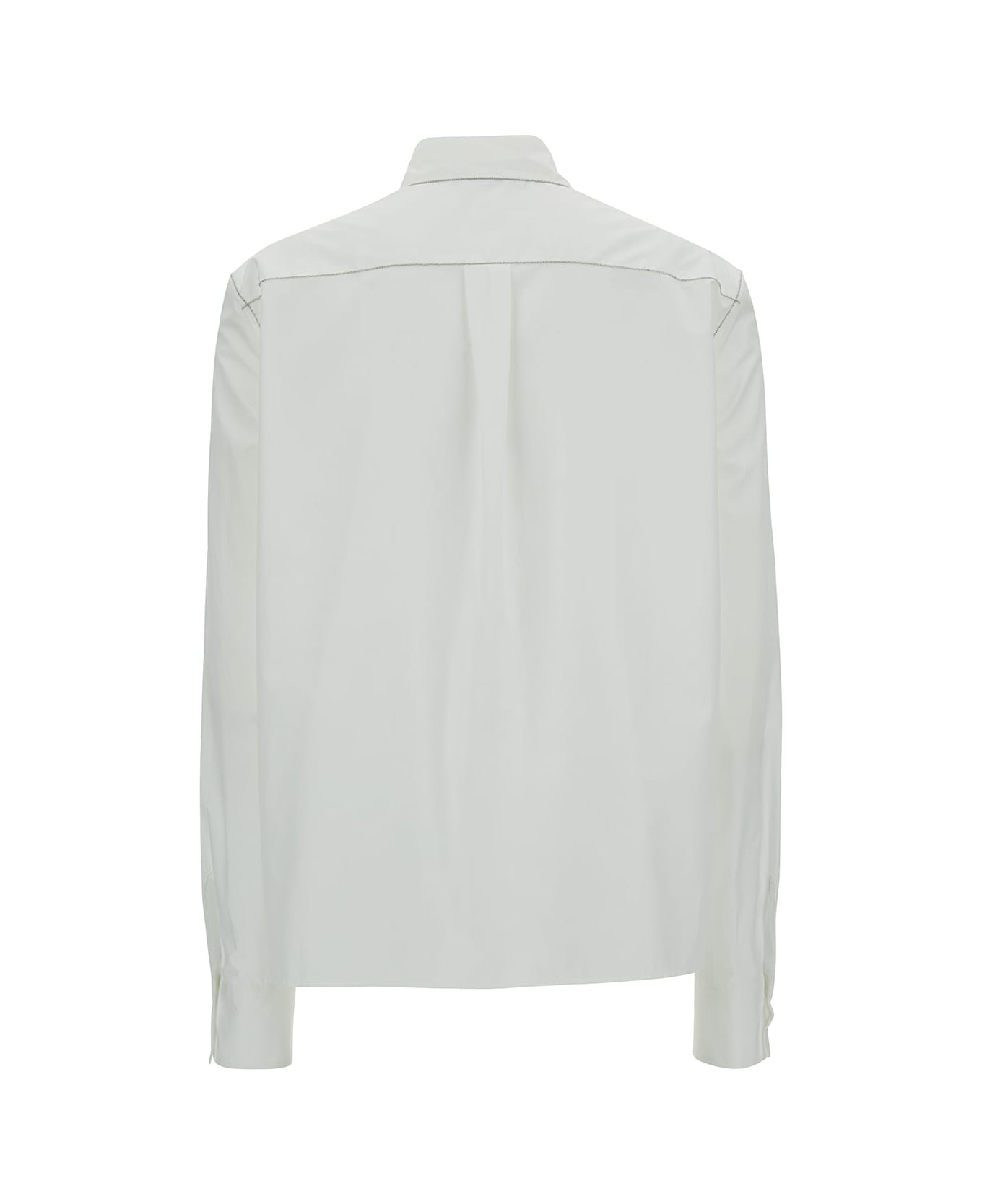 Fabiana Filippi White Shirt With Diamond Thread Embroidery In Cotton Woman - White シャツ