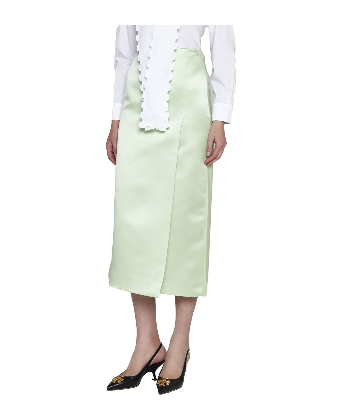 Tory Burch Satin Wrap Skirt - green スカート