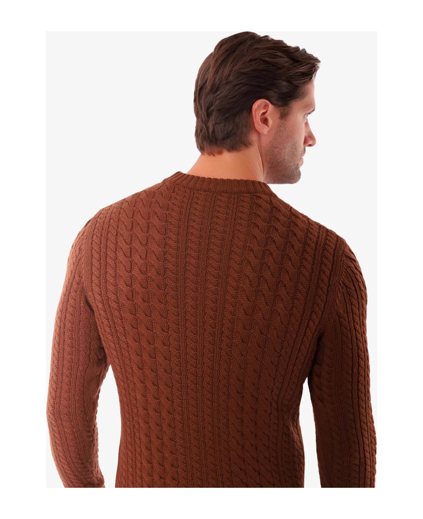 Larusmiani Cable Knit Sweater Col Du Pillon Sweater - Brown