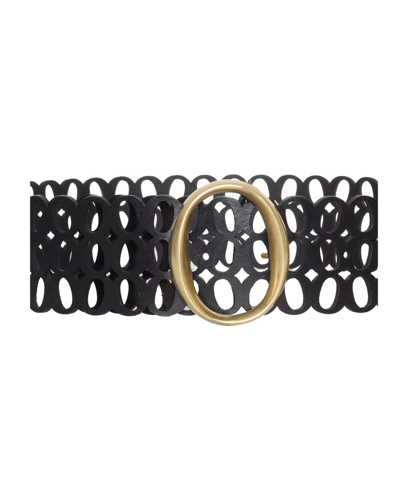 Orciani Perforated Leather Belt - BLACK