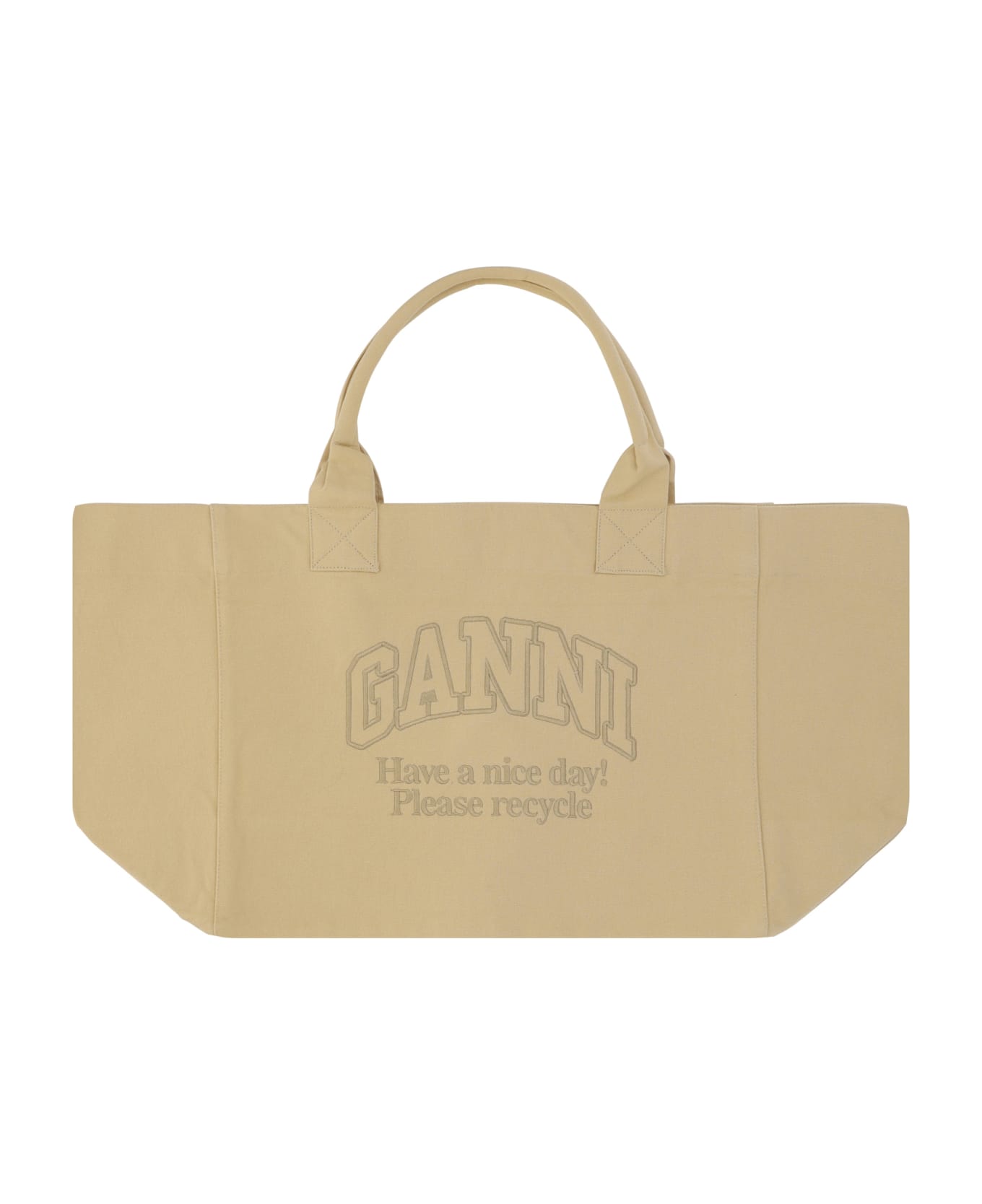 Ganni Shopper Xxl Handbag - Beige トートバッグ