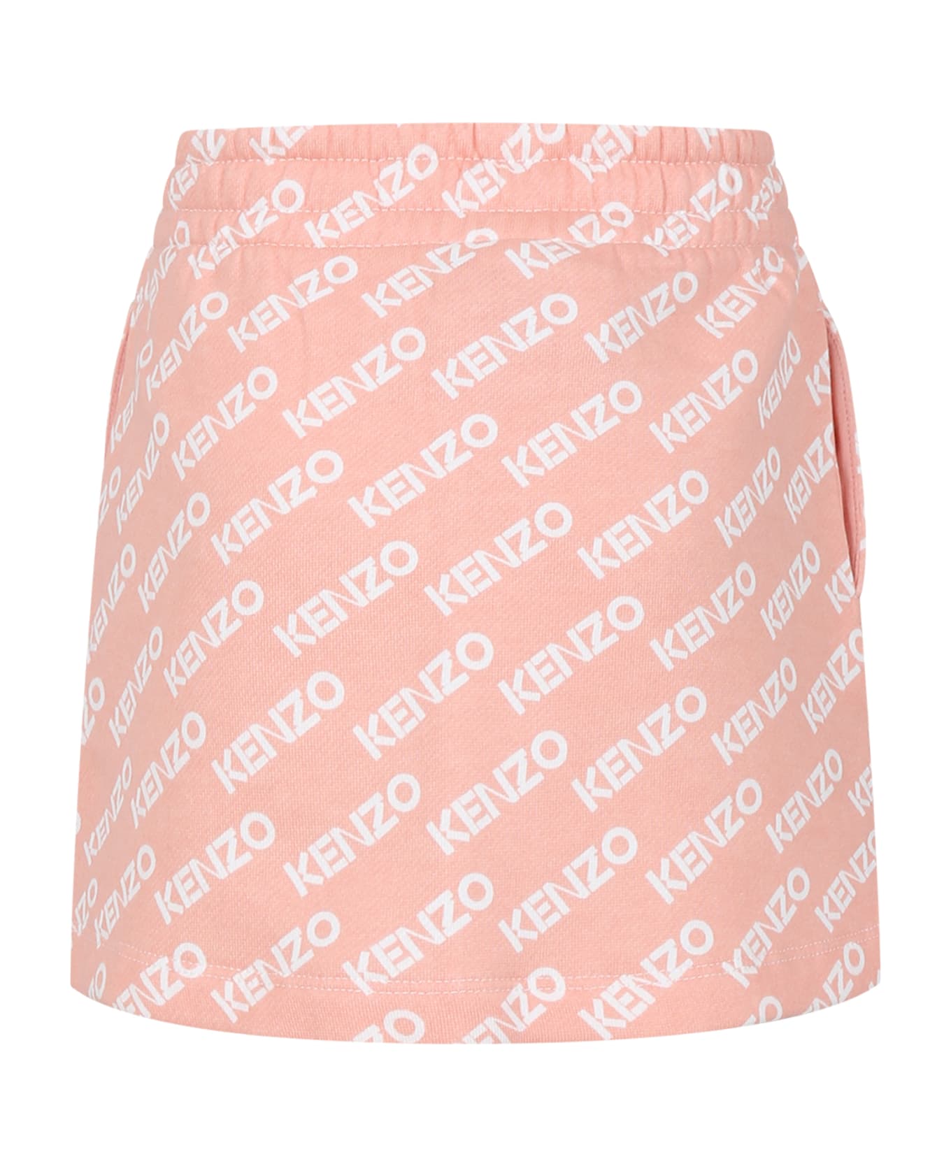 Kenzo Kids Pink Skirt For Girl With Logo - Pink
