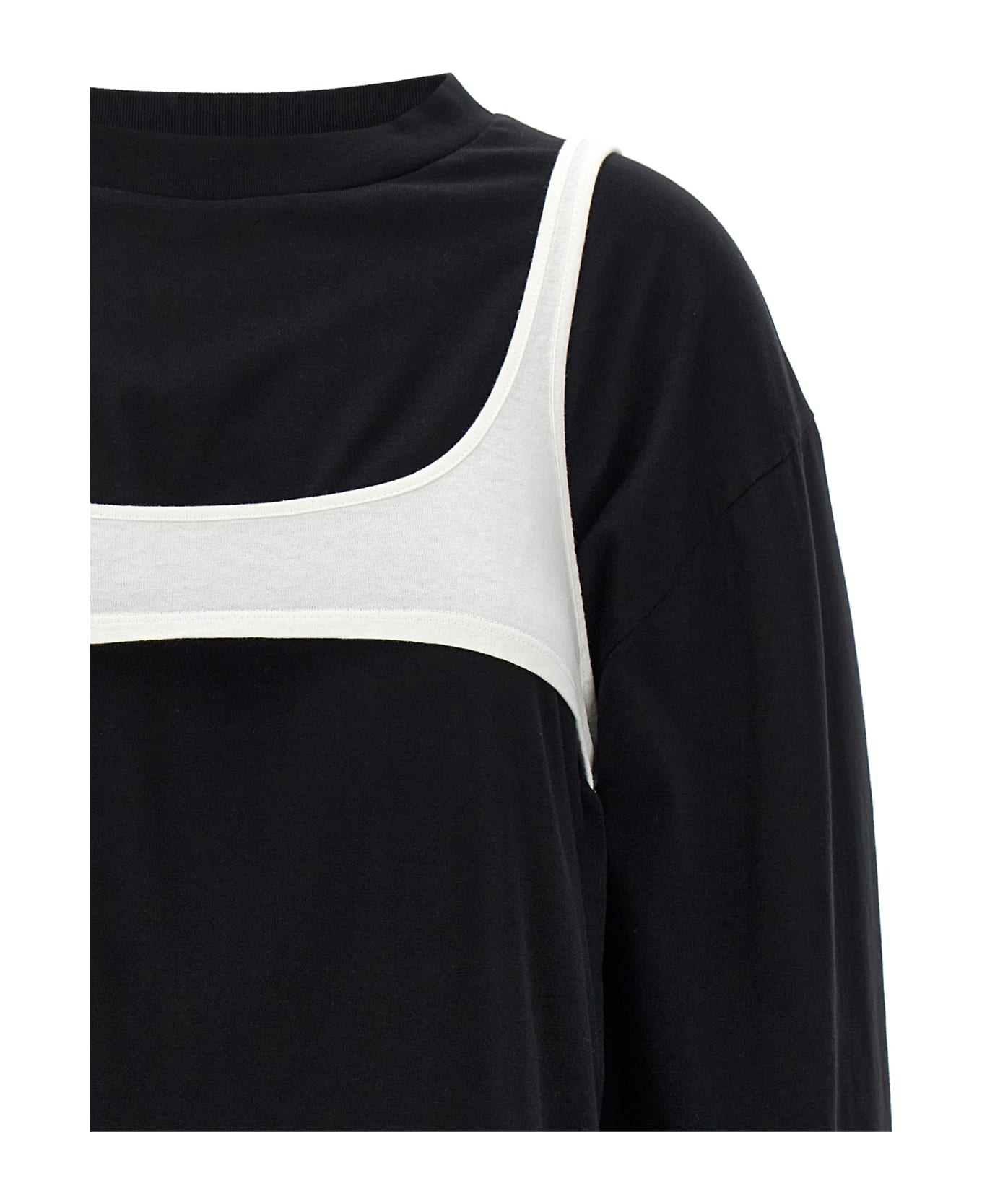 MM6 Maison Margiela Numbers-motif Long-sleeved T-shirt - BLACK/WHITE