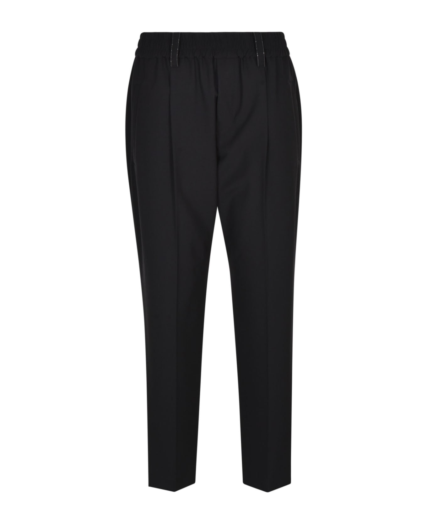 Brunello Cucinelli Elastic Waist Plain Trousers - Black