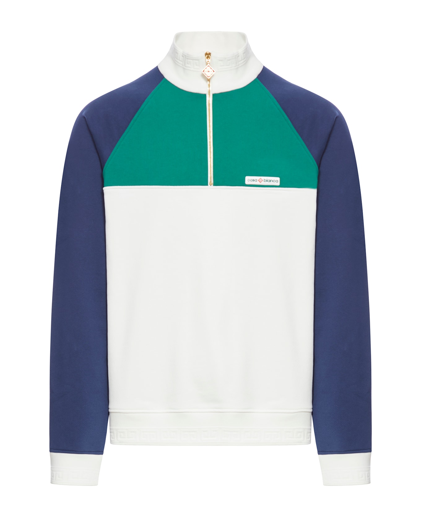 Casablanca Sweatshirt With Color-block Design - Green Navy White