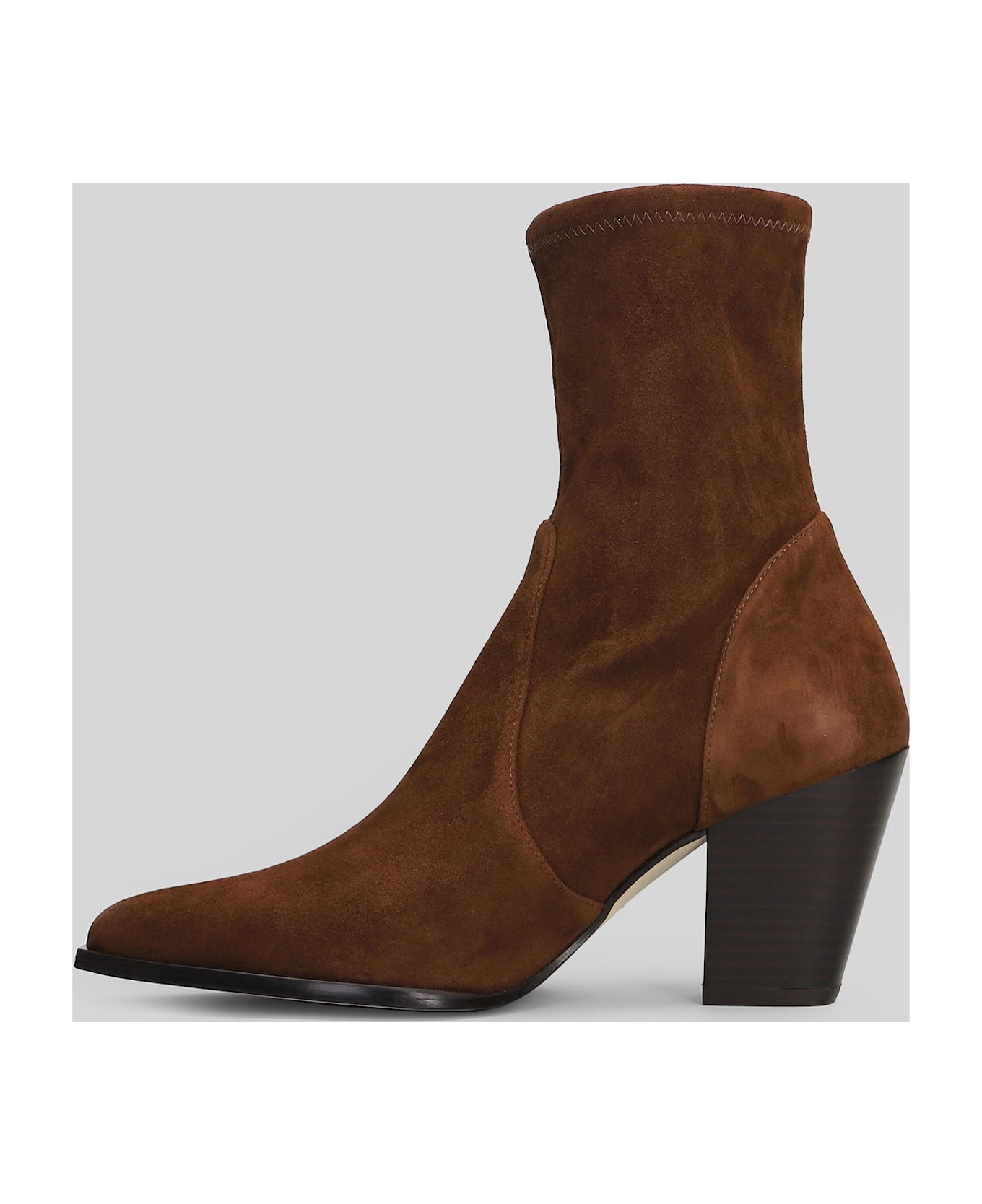 Stuart Weitzman Jolene Bootie High Heels Ankle Boots In Brown Suede - brown