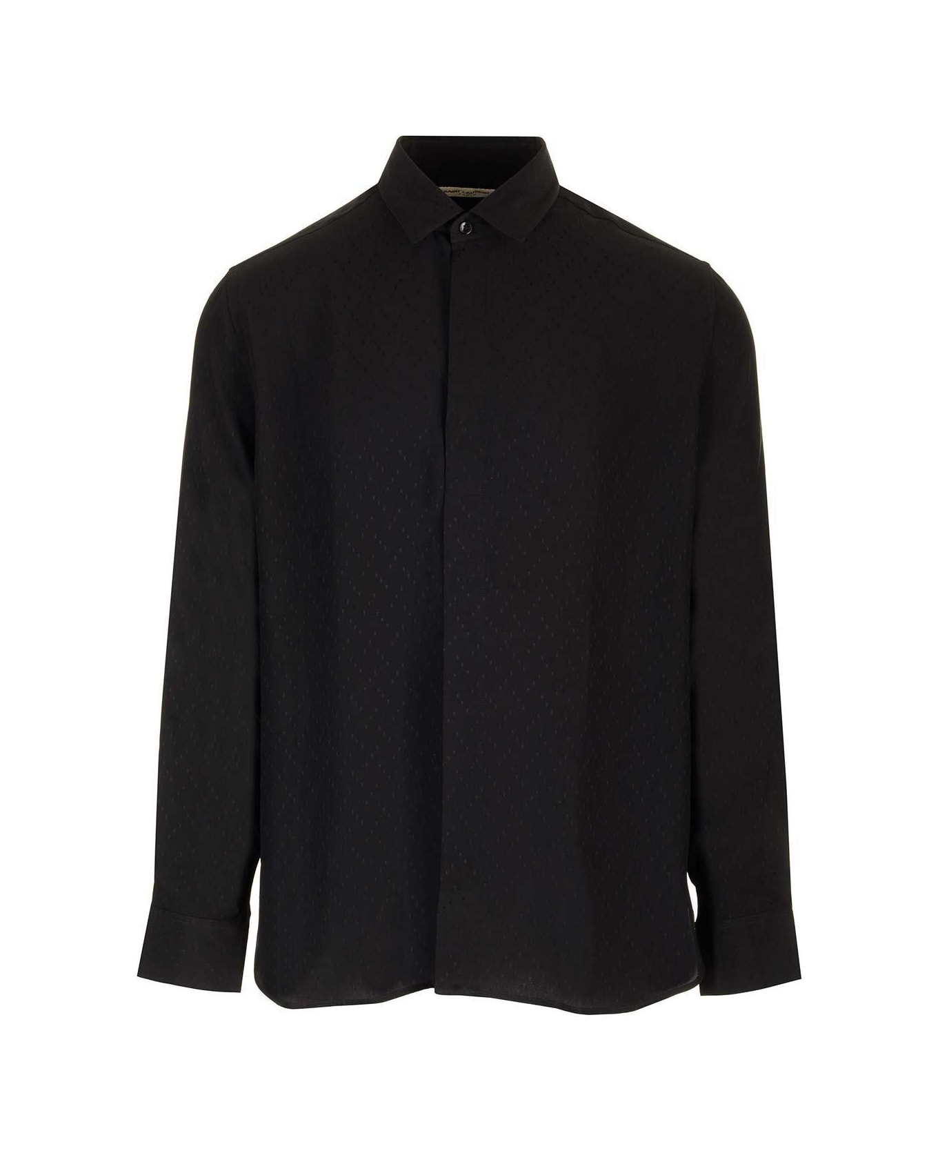 Saint Laurent Plumetis Silk Shirt - Black
