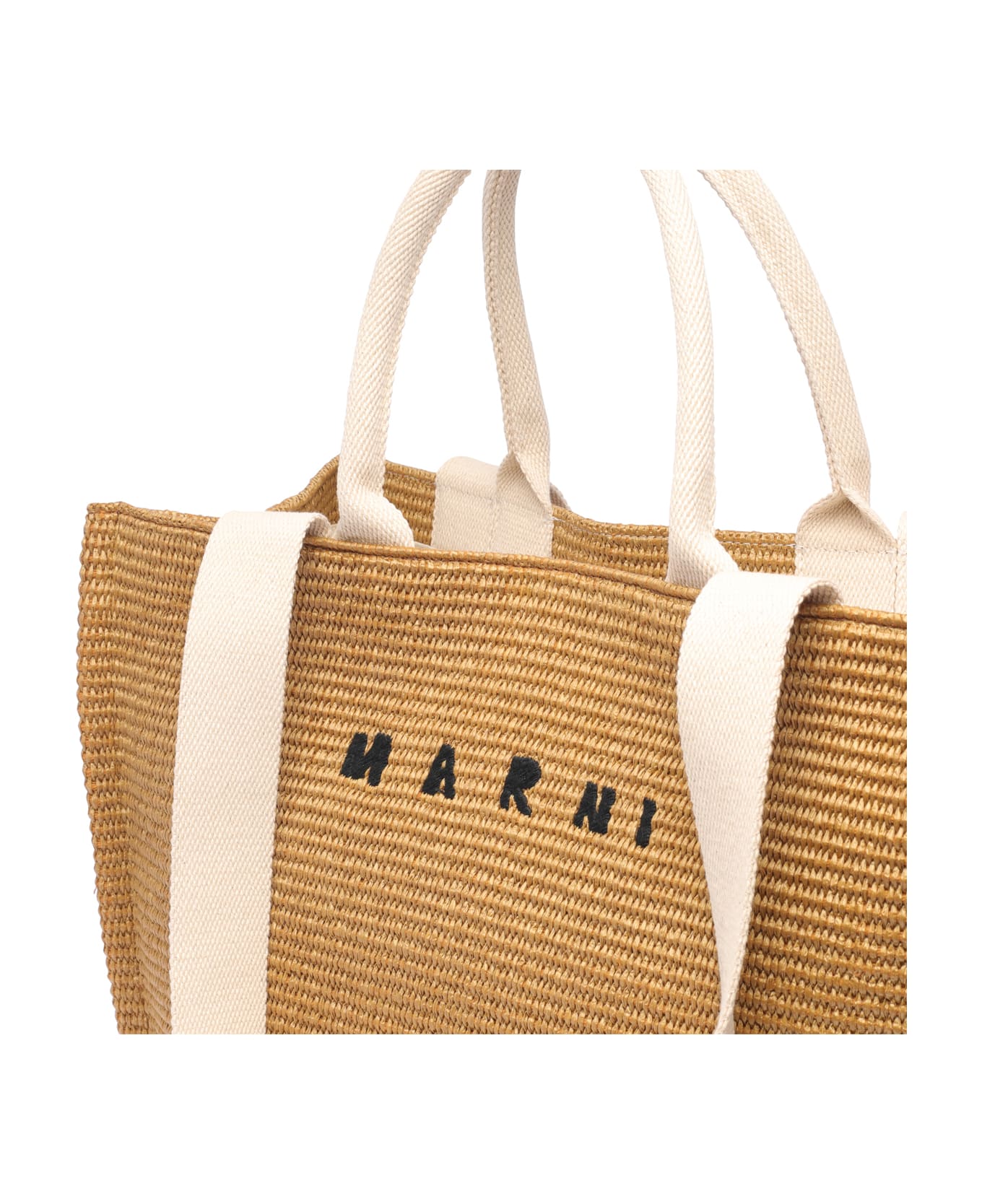 Marni Fabric Rafia Effect Shopping Bag - Beige