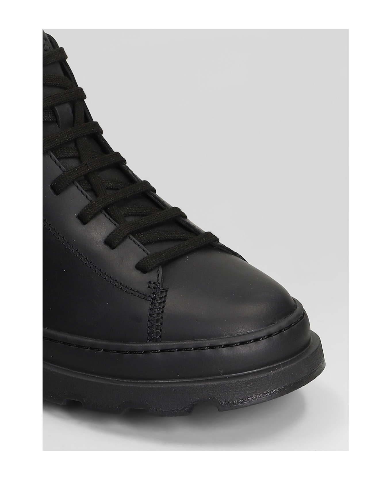 Camper Brutus Combat Boots In Black Leather - black